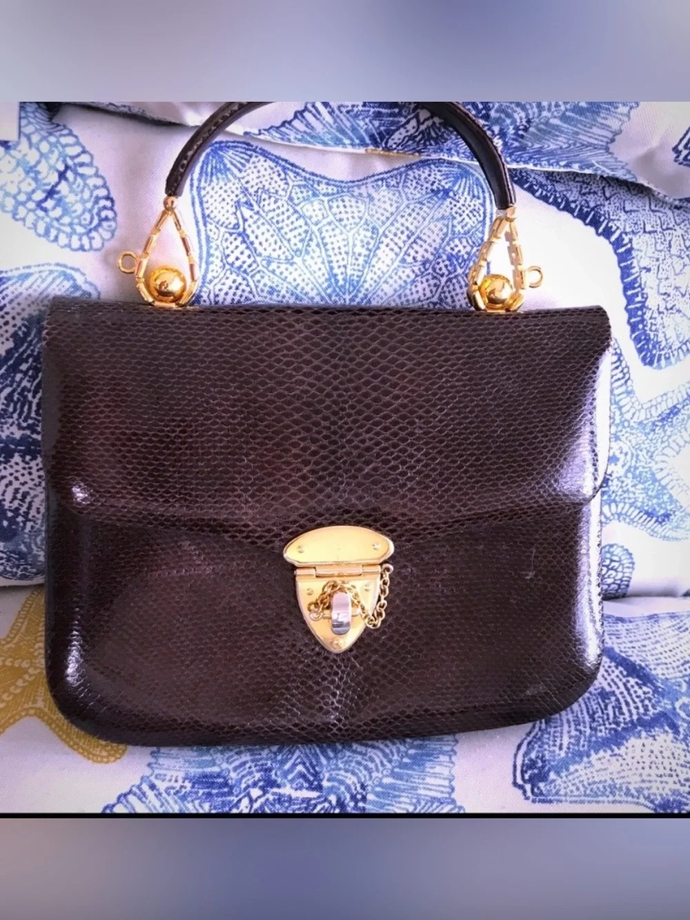 Fineness de Model brown Leather Top-Handle Bag with Gold Hardware